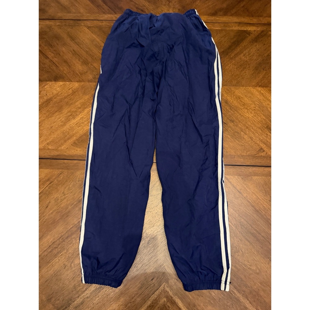 Adidas Vintage Navy Blue 3 Stripe Windbreaker Track Pants Mens Medium - Picture 2 of 8